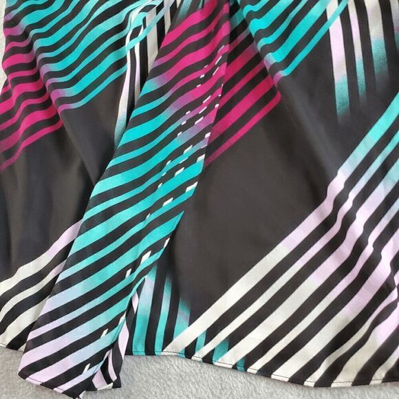 Worthington Top Womens Small Black Striped Chiffon Sleeveless Halter Neck Tank - Picture 5 of 11